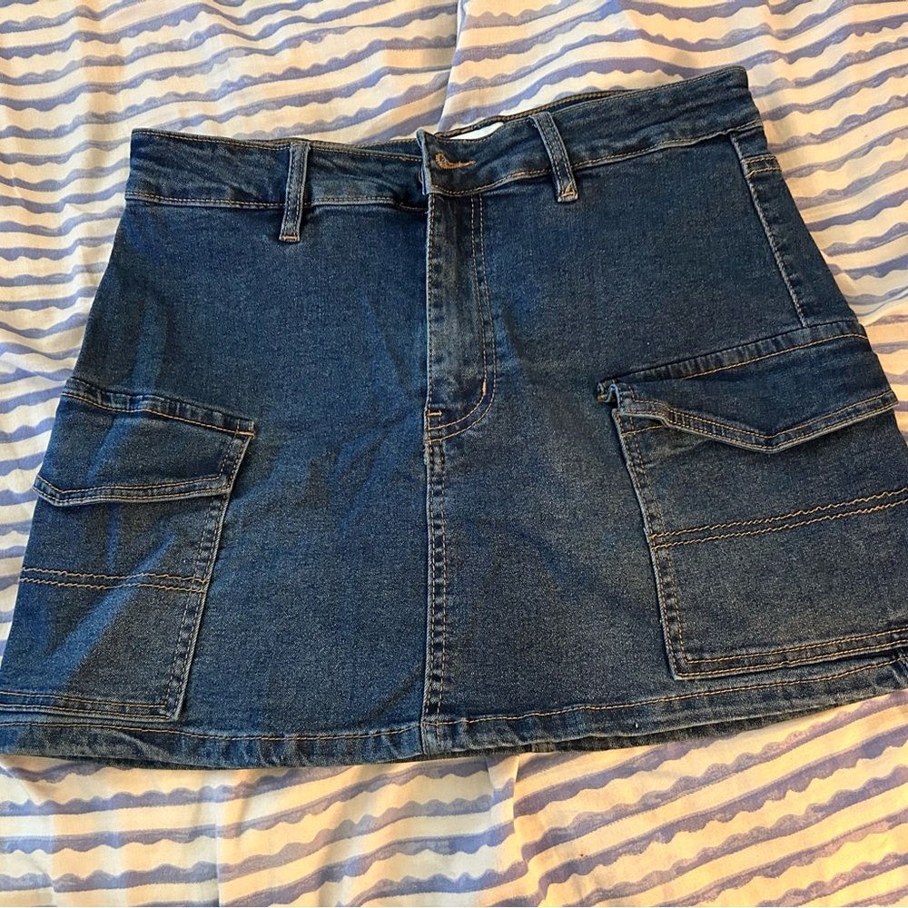 Denim Mini Skirt with Pockets